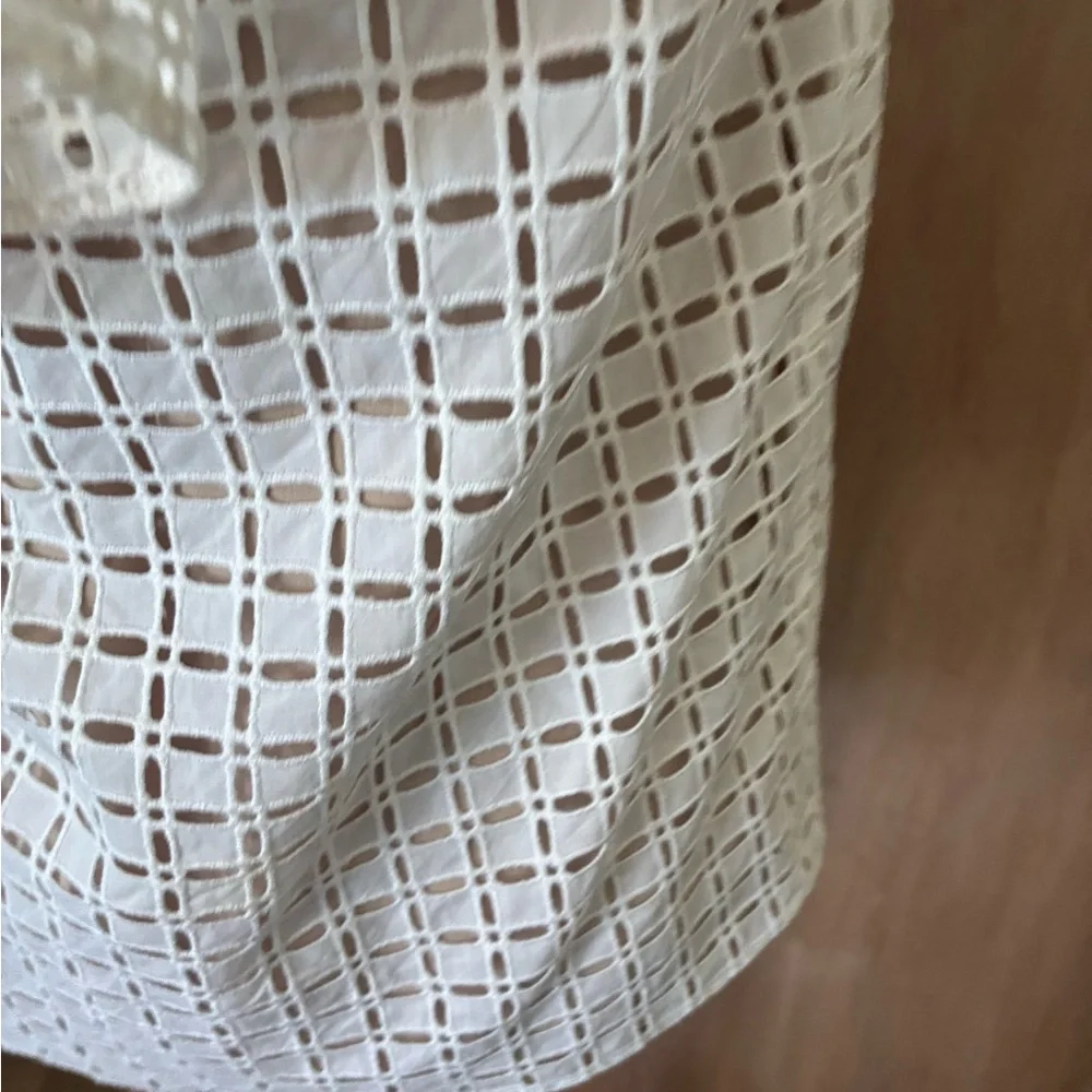 J. Crew Women’s Ruffle One Shoulder Eyelet Lace Top White 4